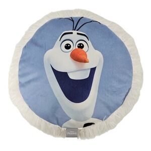 Disney Frozen 2 Olaf Sven Reversible Round Throw Pillow Faux Fur Trim Blue 14in
